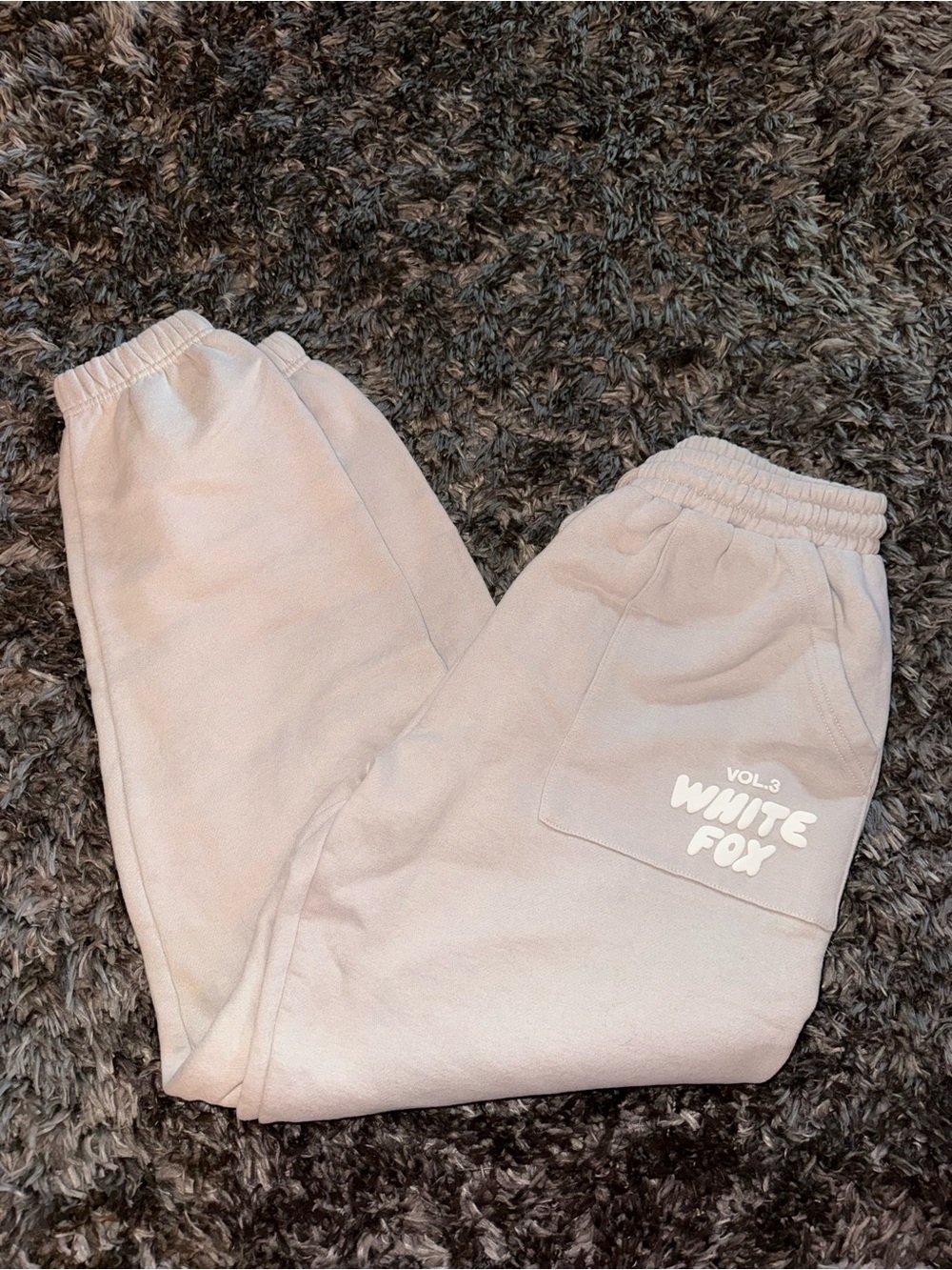 White Fox Boutique Beige Logo Joggers